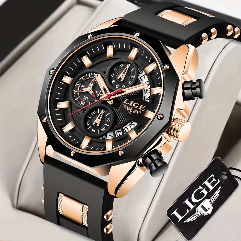 

Lige New Fashion Men's Watch. Chronograph Calendar Luminous Quartzwatch. Outdoor Casual Waterproof Sports Watches. Suitable For Giving To Men.