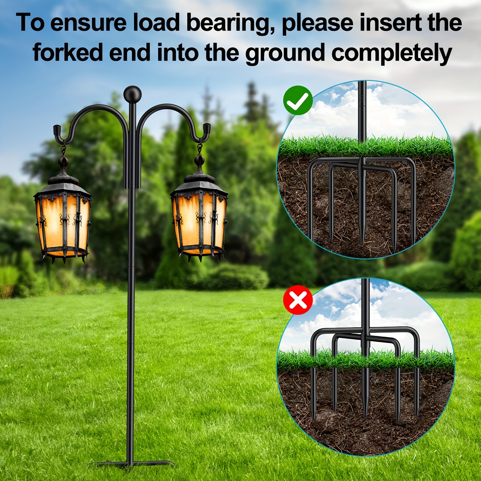 

1pc Heavy Duty Iron Hook - Outdoor Hanging Stand For Bird Feeders, Lanterns, Planters - , Door Installation, Rust-resistant & Weatherproof For Garden, Lawn, Patio Decor