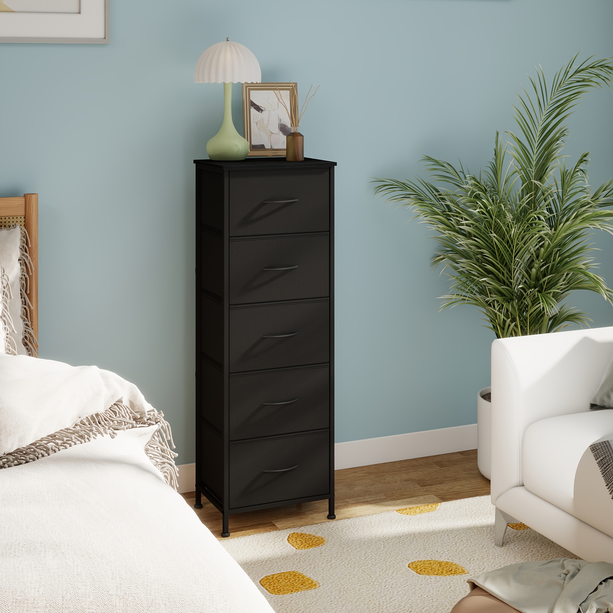 Collection - Chest Of Drawers, Cabinet, 30 X 39.6 X 116.7 Cm, Storage Cabinet, For Bedroom, Hallway, Living Room, Steel, 5 Drawers, Modern