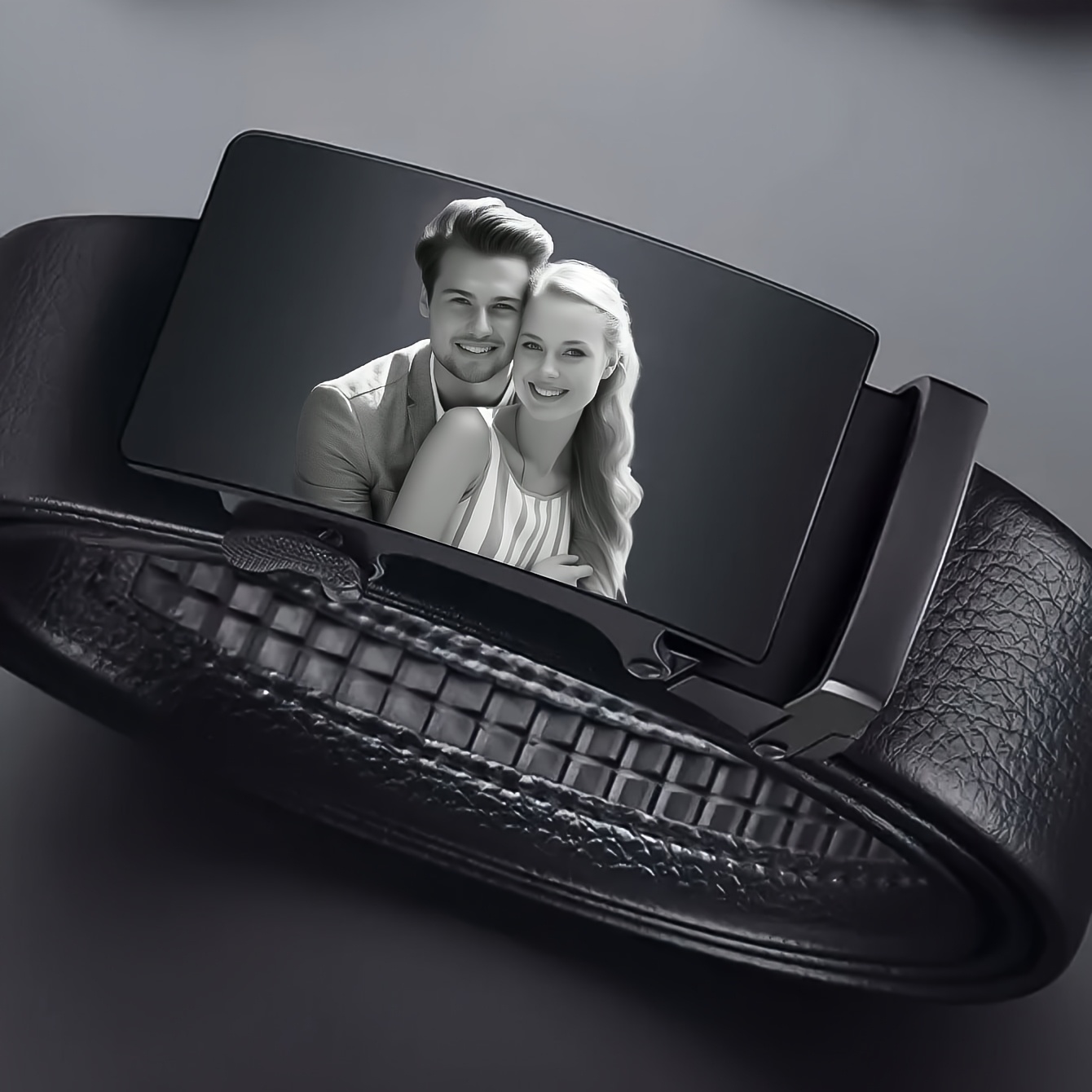 TEMU Men's Custom Belt, Men's Custom , Rectangular With Customizable Images And Text, Men's Personalized Belt, Ratchet Belt, Anniversary Personalized