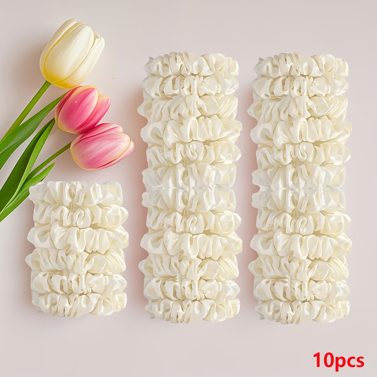10pcs Loose Satin Seamless Solid Color High Elastic Fashionable Small Hair Tie Female Temperament Bun Hair Rope Headwear Durable Rubber Band Tie Hair Rope