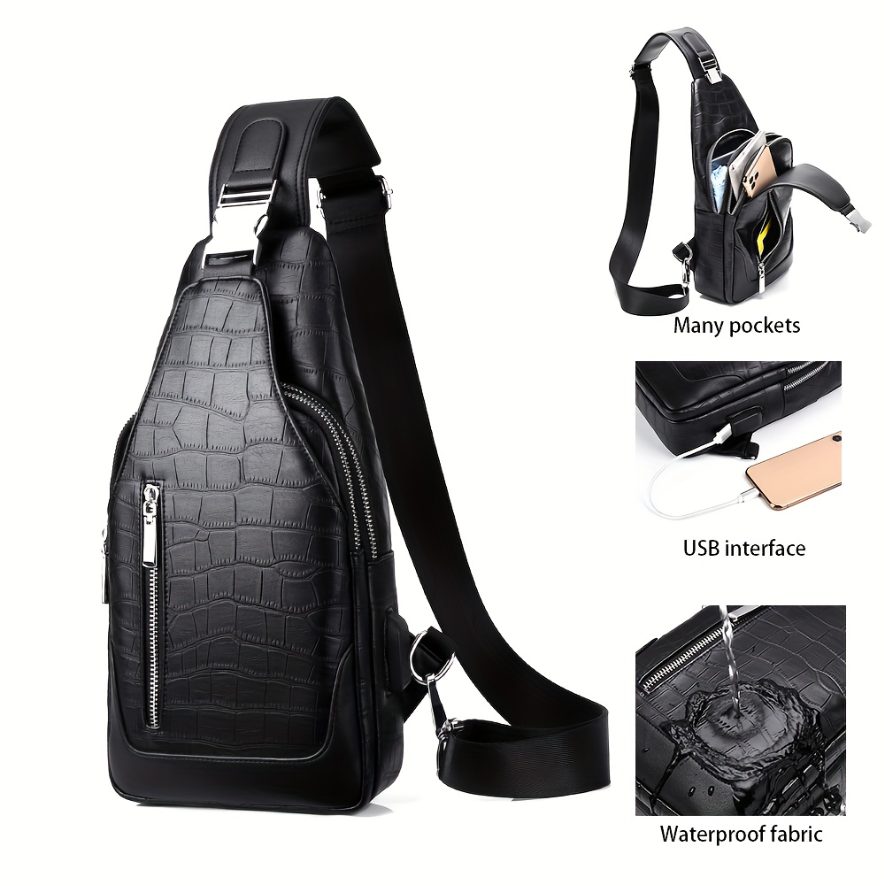 

1pc Men's Leather Crossbody Bag, Travel Sling Bag