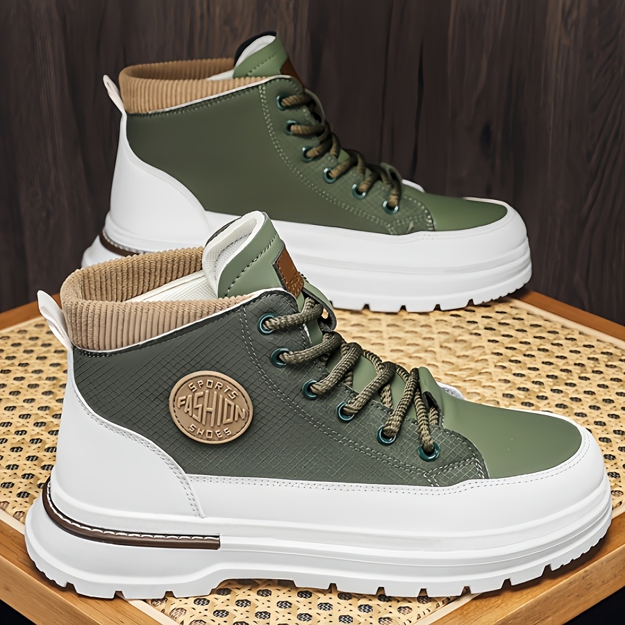Plus-size Men's Trendy Versatile British-style Ankle Boots, Mid-top Work Boots, Men's Hiking Boots, High-top Casual Shoes, Ankle Boots