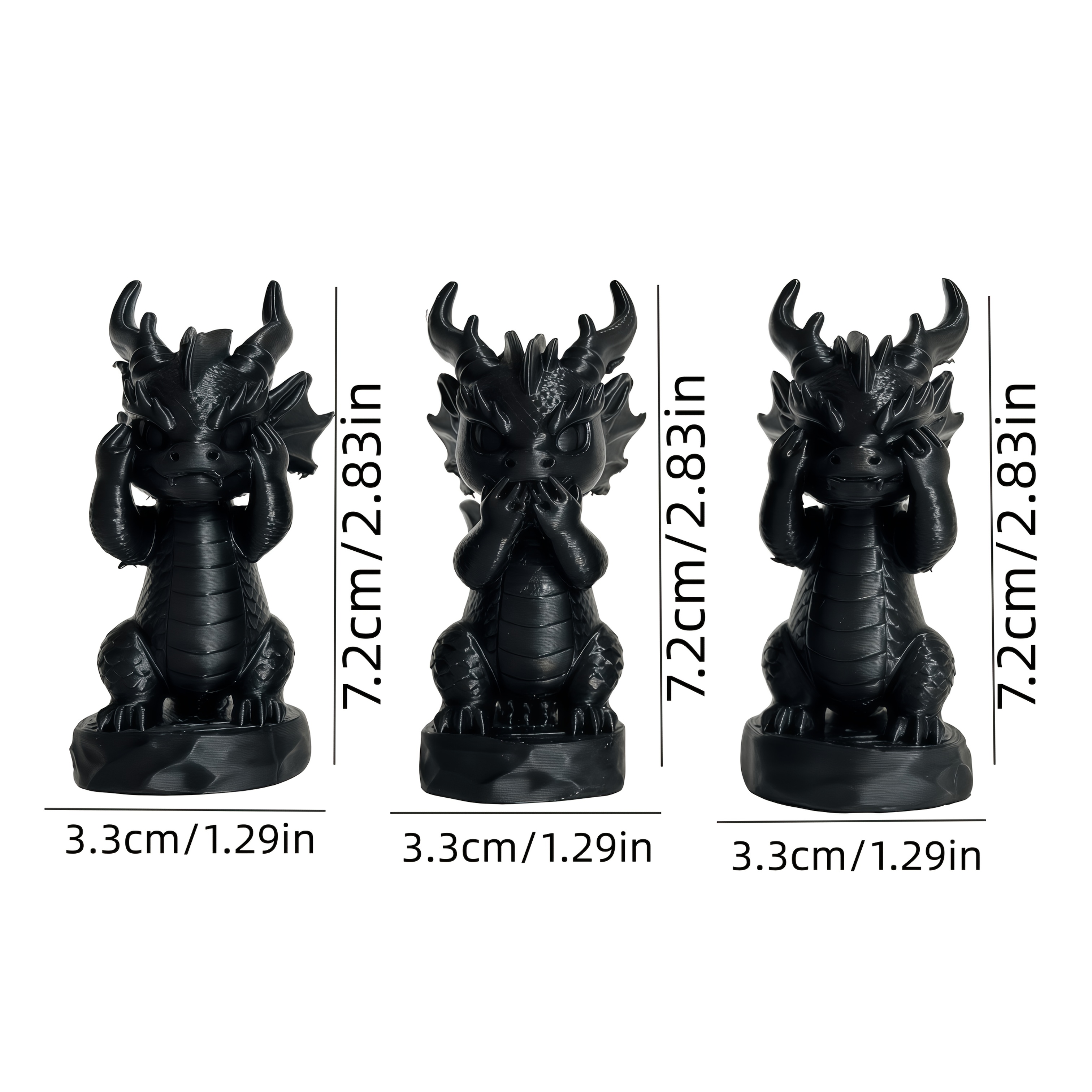 TEMU Ensemble de 3 pièces - Statue de dragon, Statue de , Invisible, Inaudible, , Sculpture de dragon maléfique et , Décoration de présentoir de