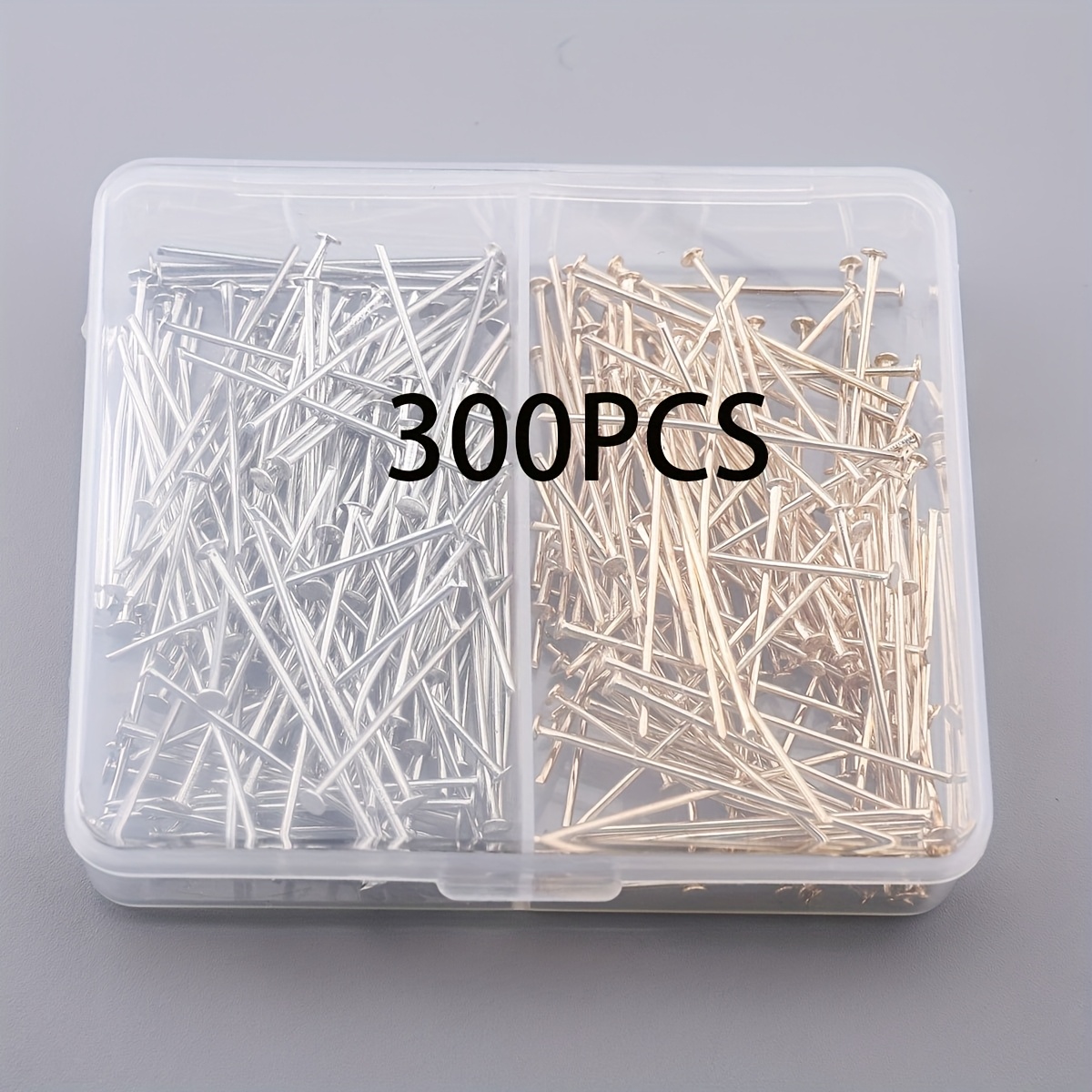 Image of 300pcs Pins Iron 30mm T-shaped Beading Pins Flat Bottom Pins For Jewelry Beading Making Additions And Cuttable Beading Needles For Making Bracelets, Necklaces