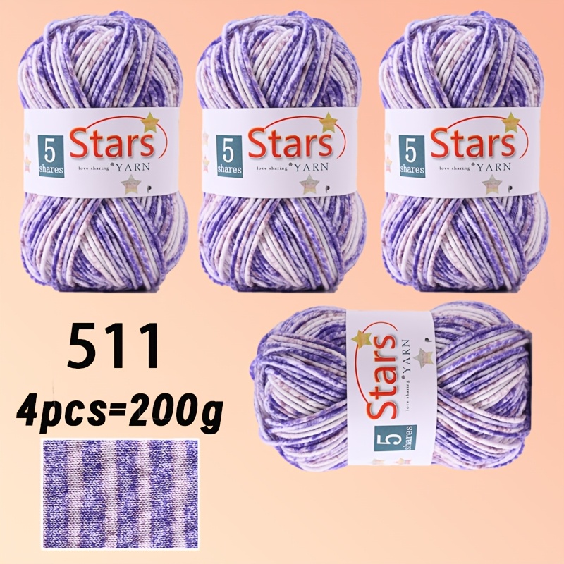 TEMU 4pcs/200g (4pcs/) Multicolor Gradient Yarn - 5-ply -friendly Suitable For Knitting & Crocheting, Suitable For Sweaters, Hats, Scarves, Gloves,