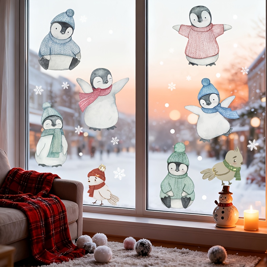 TEMU Dos hojas de adorables pegatinas estáticas de y para decorar ventanas en tu dormitorio, o pasillo. pegatinas removibles de cara son perfectas
