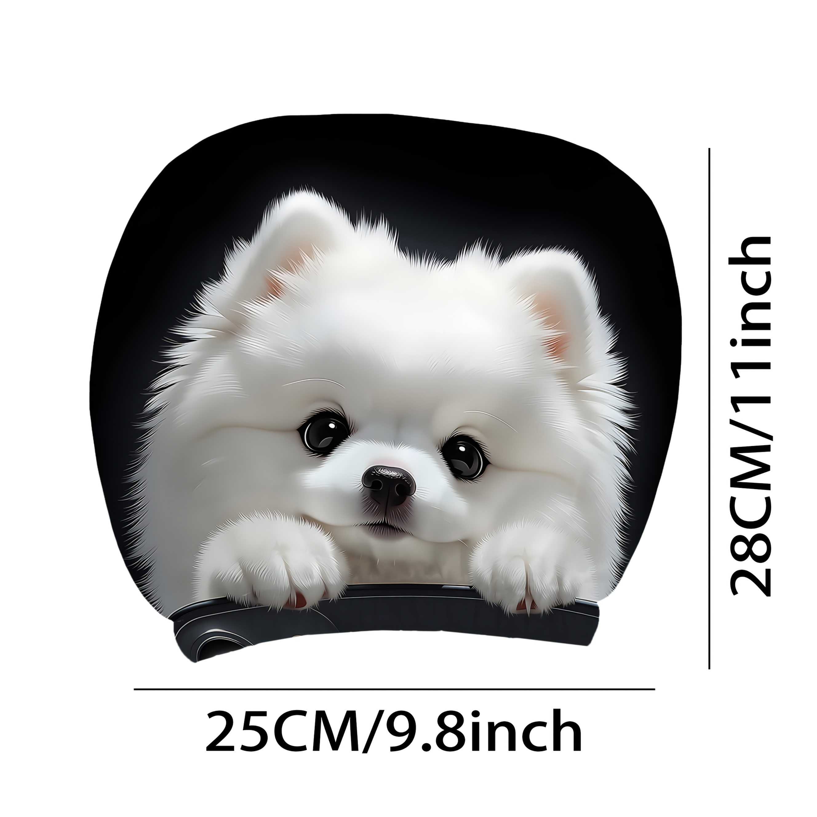 TEMU かわいい犬デザイン カーシートヘッドレストカバー ソフトプラッシュ枕カバー 車内装飾用 で快適なネックアクセサリー ドライバー・助手席用