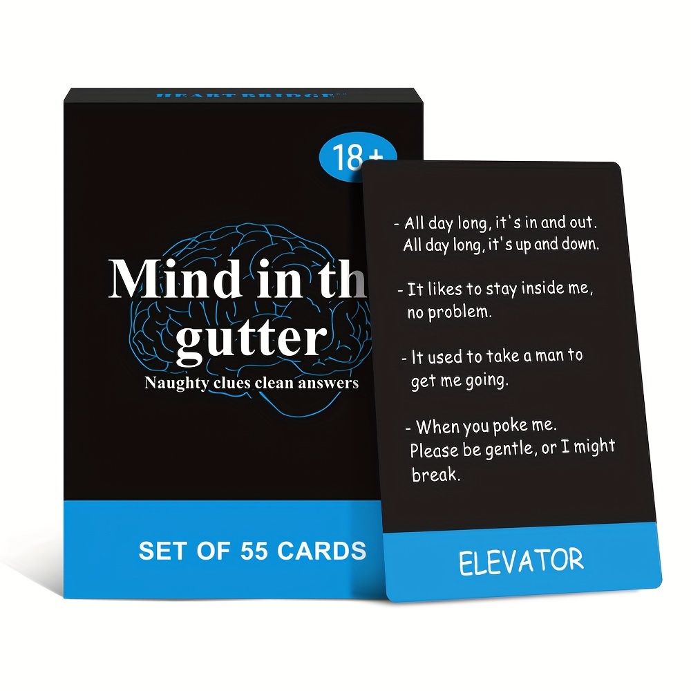 SMILE TALK Mind in the Gutter Card Game, 55 Cards, Adult Party Game, Naughty Clues with Clean Answers, Tabletop Entertainment, Perfect for Halloween/Christmas Gifts, Ideal for Date Night | Card Game Accessories