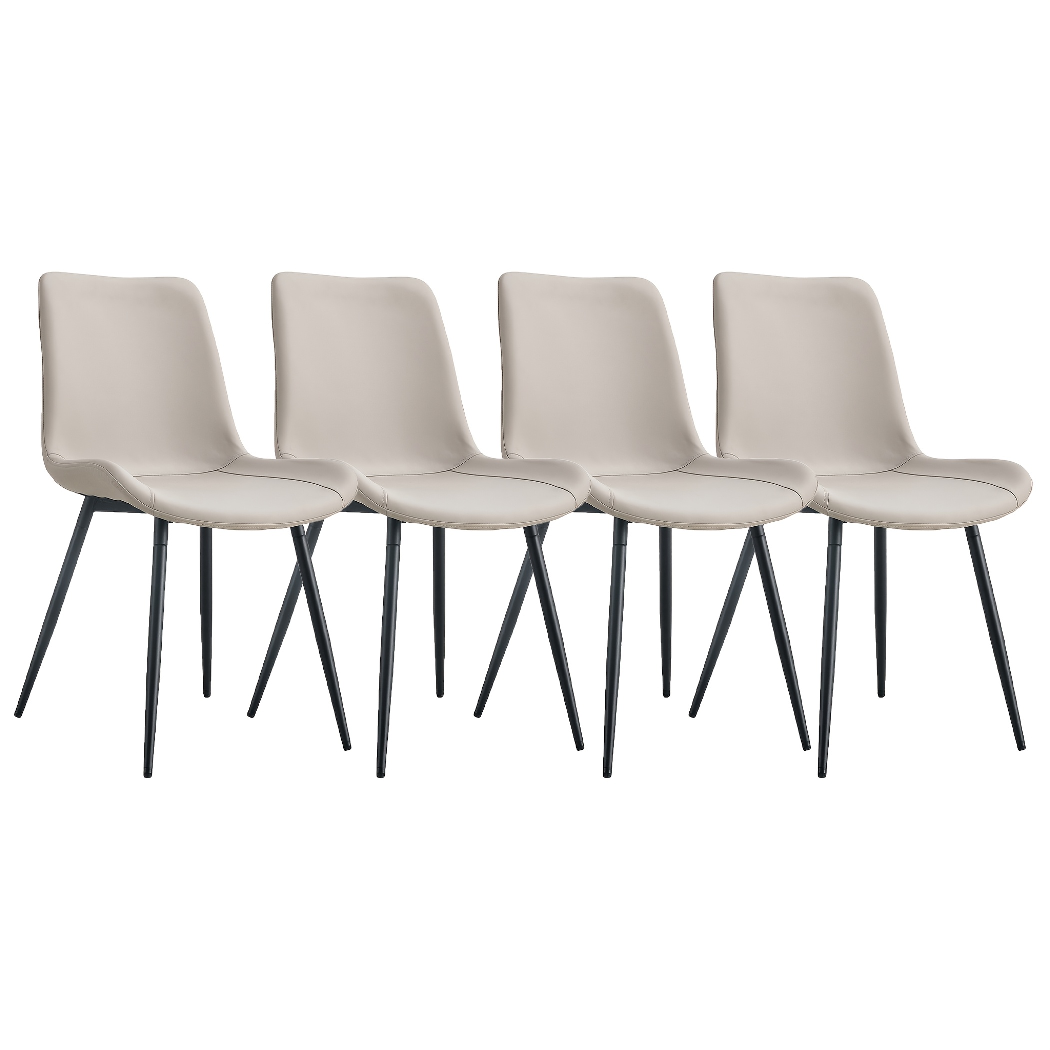 Set Of 4 Dining Chairs For The Kitchen, From Faux Leather, Featuring A Curved And Metal Legs