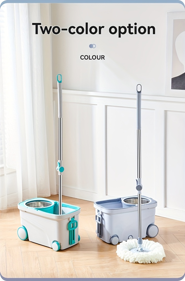 1pc   spin mop and bucket set with self wringing microfiber mop head thickened mop head centrifugal water dumping suitable for living room bedroom bathroom toilet kitchen details 8