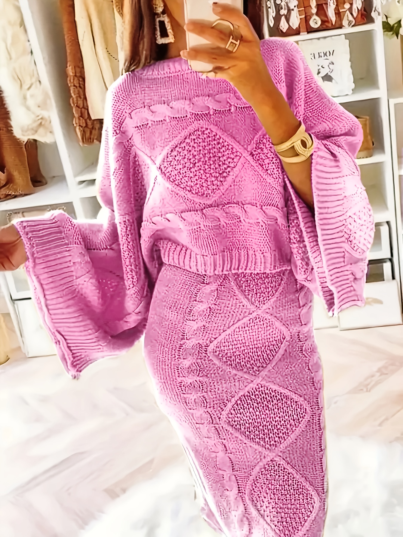 casual plus size sweater skirt two piece set Temu Belgium