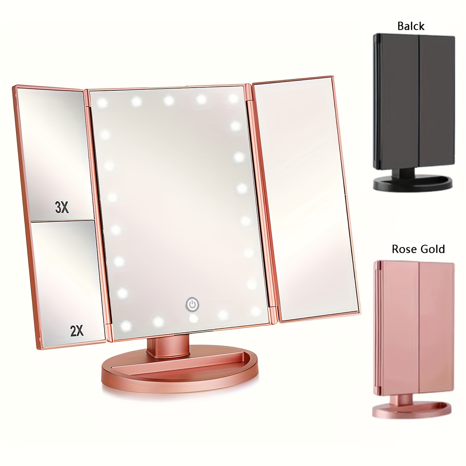 16/22 luces led maquillaje espejo cosmético portátil iluminado grande led  espejos escritorio vanidad blanco rosa negro maquillaje herramientas