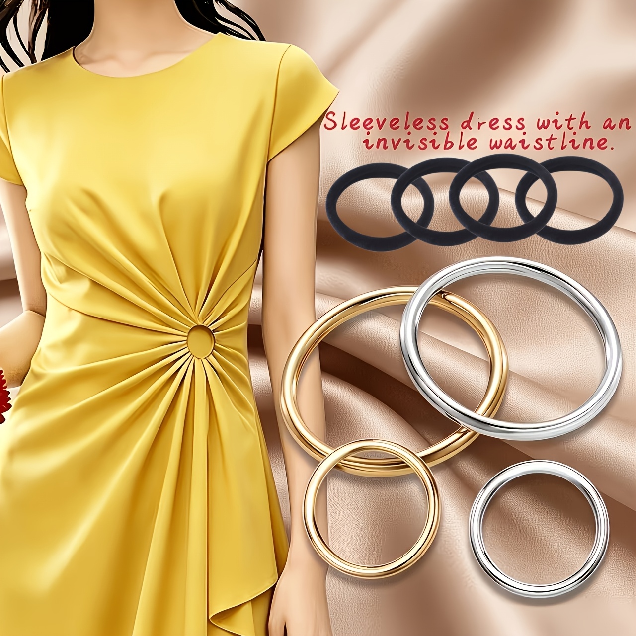TEMU The 8pcs Set Includes 4 Metal Invisible Seamless Hem-fixing Snap Rings And 4 Elastic Bands. A Multi-functional Scarf And Waist-tightening Buckle
