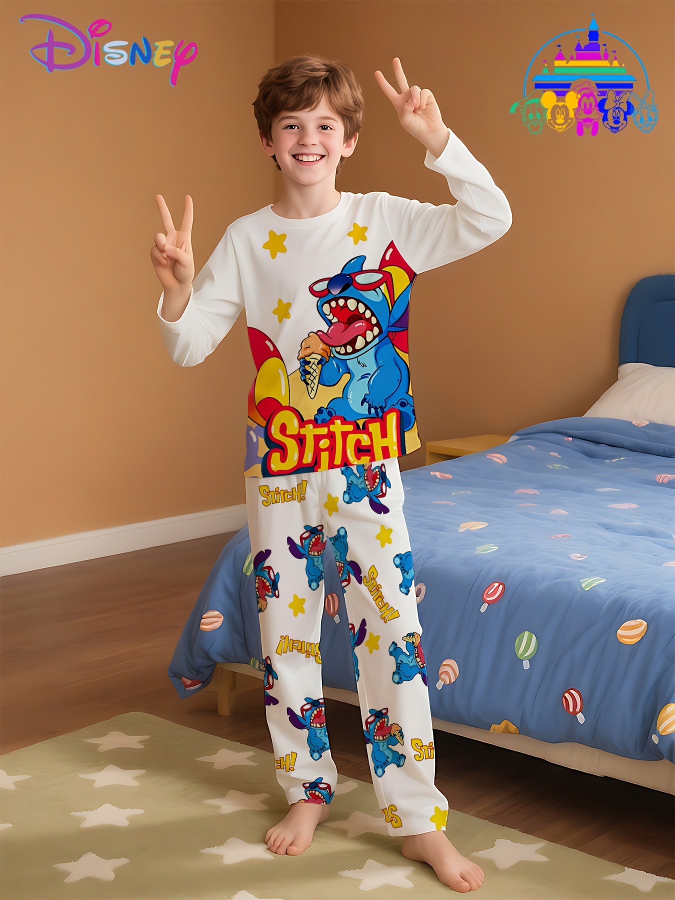 conjunto pijama algodón niños larga pantalones juego Temu