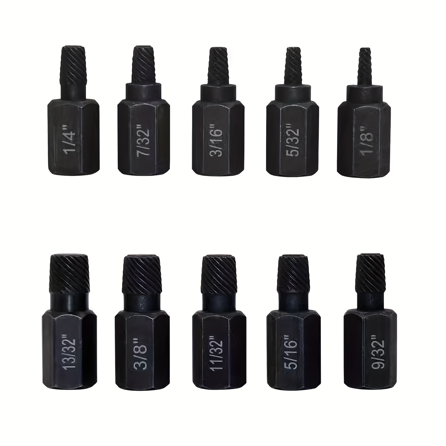 10pcs Heavy-duty Thread Extractor Set – Easily Remove Damaged, Stripped, Or Broken Bolts, Hex Screws & Fasteners, High-strength Construction For Long-lasting Durability