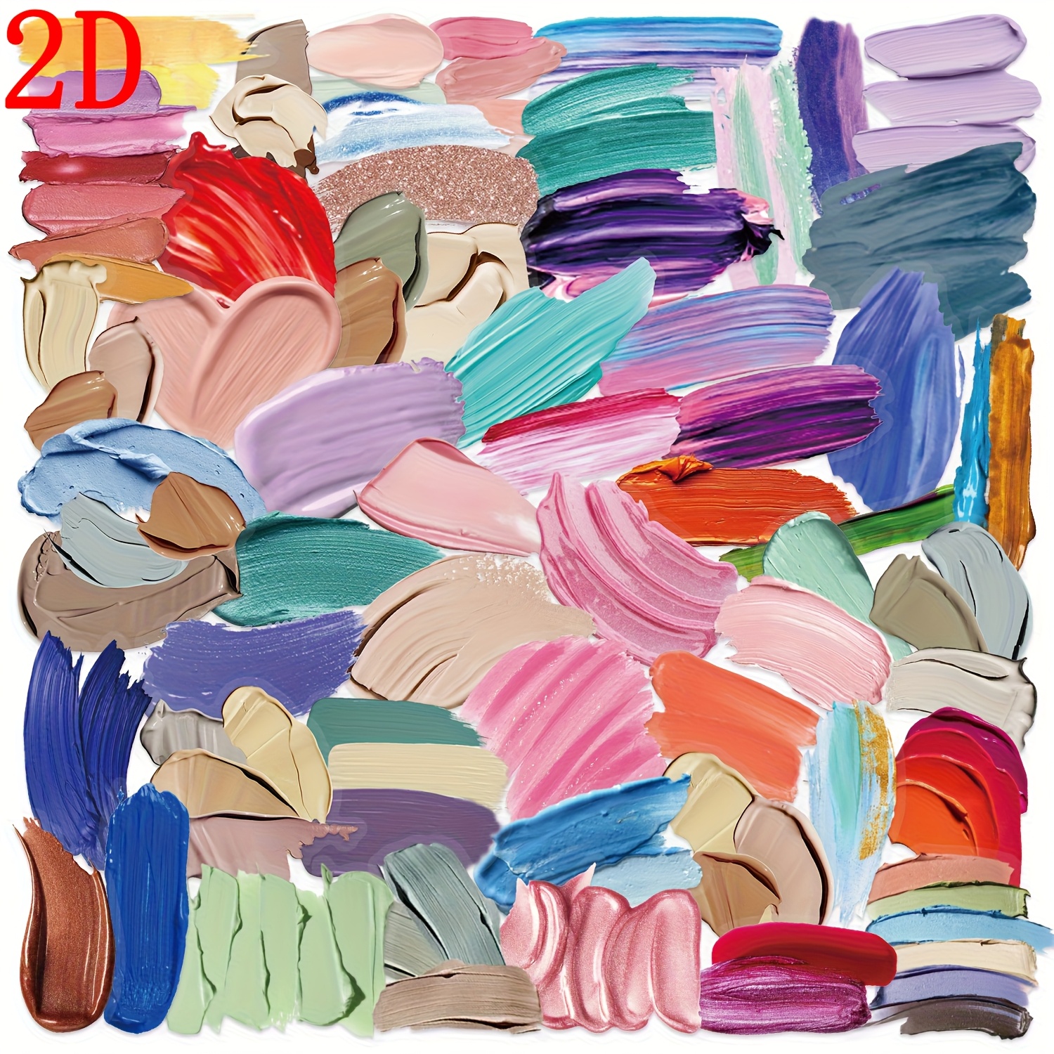 60pcs 2d Transparent Color Palette Fun Graffiti Stickers Decoration Luggage Guitar Car Skateboard Notepad