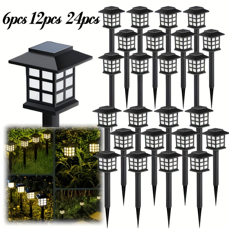 24 12 6pcs solar outdoor lights ip64 waterproof street light led landscape lighting garden lights suitable for   driveways courtyards and lawns warm light   in packs of 12 decorations for thanksgiving christmas and new year