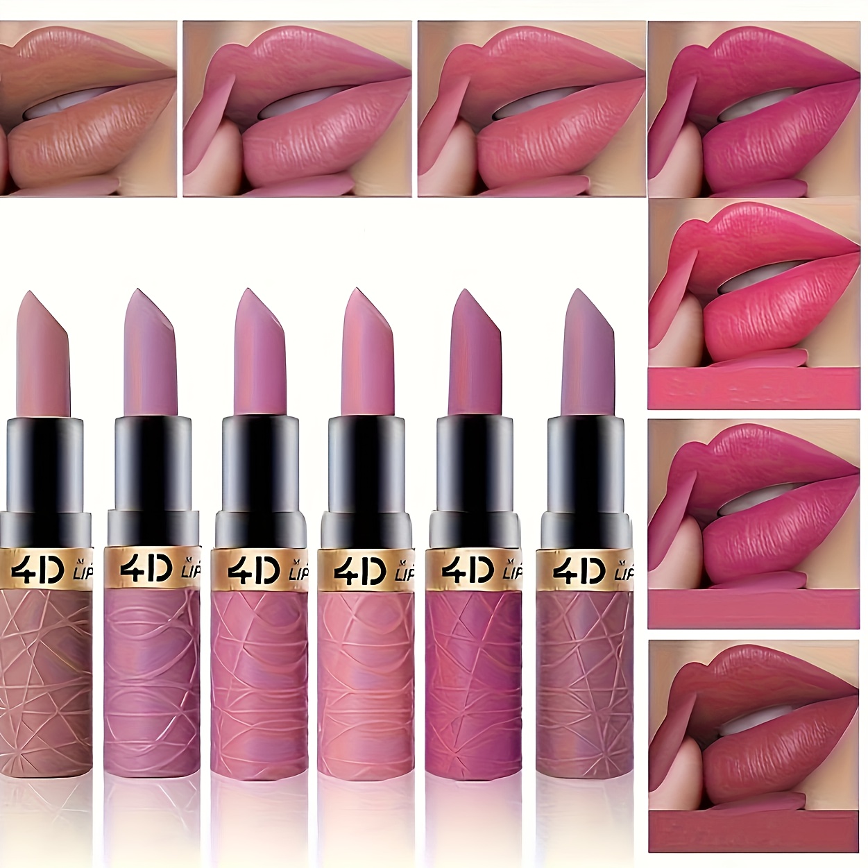 

6 Colors Moisturizing Water Glossy Lipstick Matte Creamy Long Lasting Pinkish Berry Color Tone Makeup Lipstick