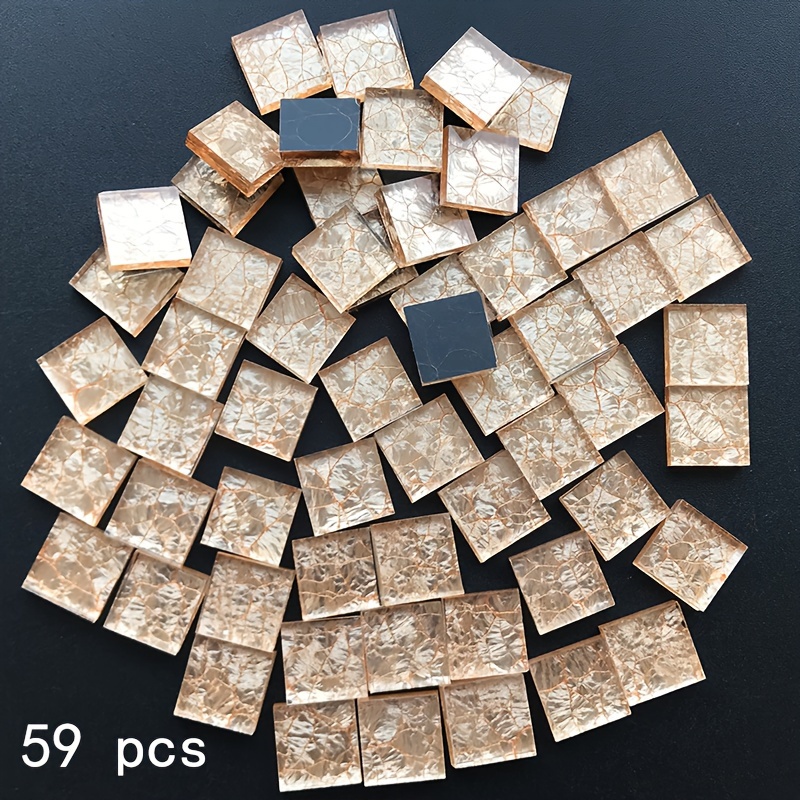 Image of 59pcs Sparkling Glass Mosaic 0.591 X 0.591 Inch Copper Square Area Material Loose Particle Project Material Packaging Jewelry Photo Frame, Coaster, Jewelry Box Production