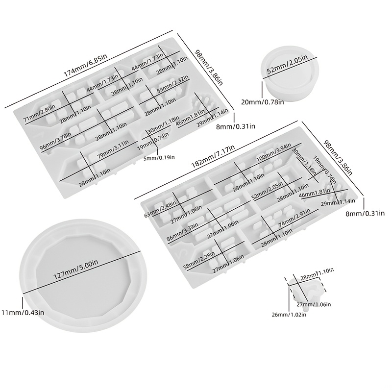 Image of Silicone Mould-5pcs/set Hollow House Chair Round Candlestick Mirror Silicone Mold, Home Decor Ornament Casting Mold For Epoxy Resin Cement Gypsum Diy Craft