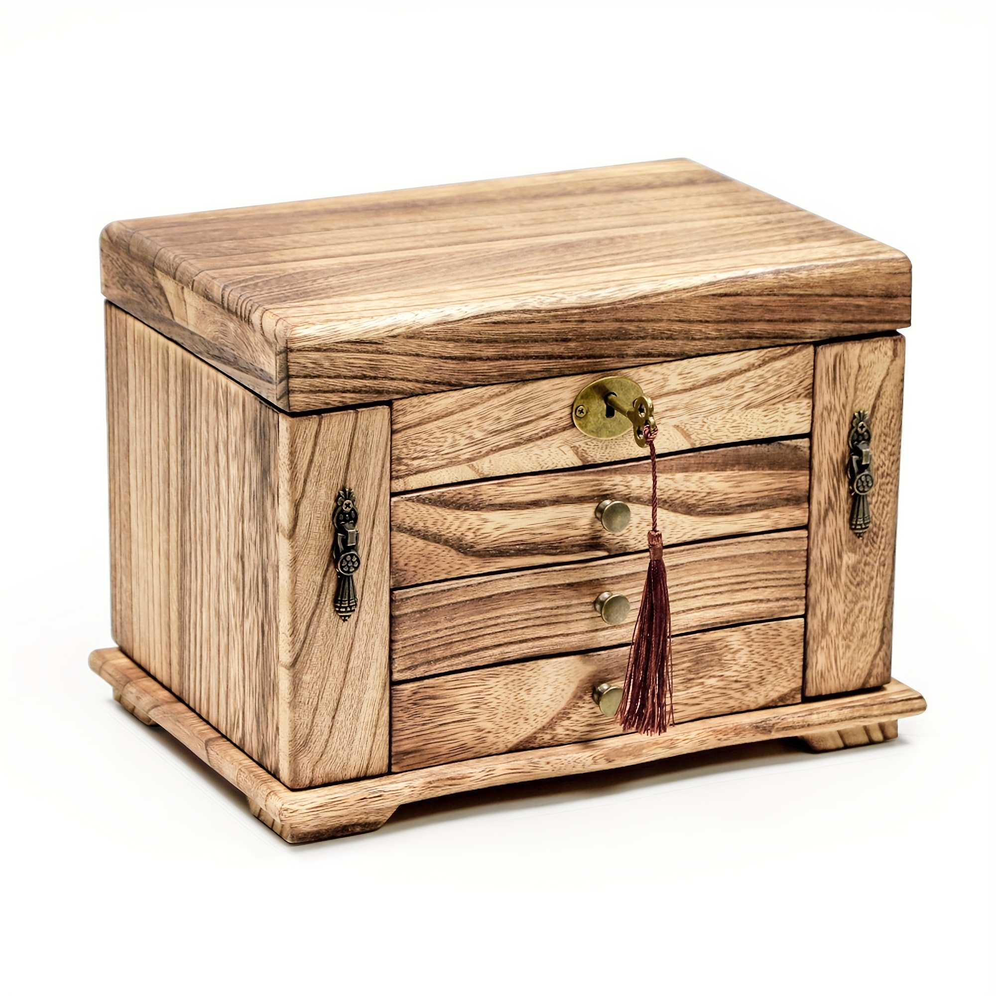 de joyería de madera, organizador de joyas de madera de joyería de  madera real cajones, estuche de almacenamiento de joyas para mujer