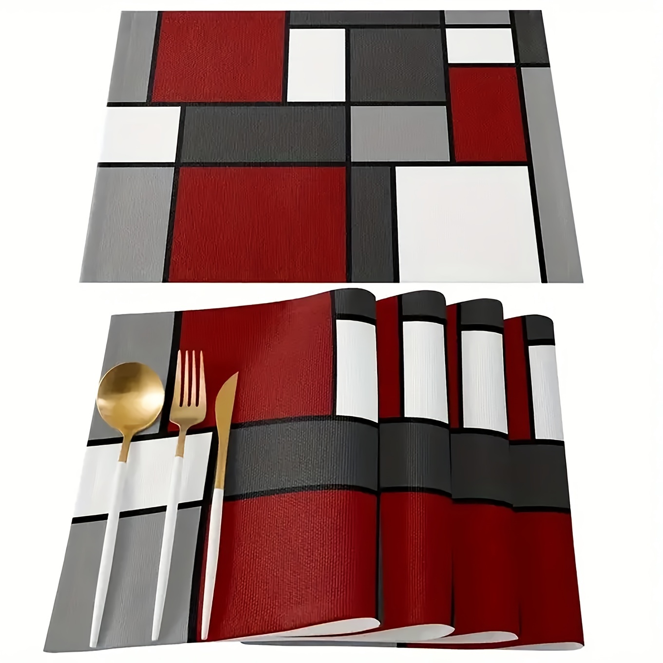 Luxury 4pcs/6pcs Set Of Placemats - Heat-resistant, Vibrant Geometric Pattern, Durable And Suitable For Holiday Parties, Coffee Tables, Restaurants And Home Decoration