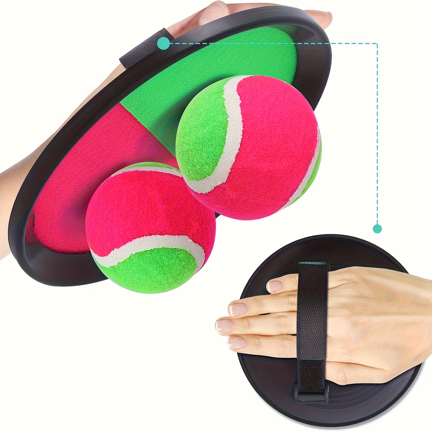 INOOMP Juego De Atrapar Con Palas Y Pelota Adhesiva – Set De 4 Palas Y Pelota, Juguete Interactivo Para Interior Y Exterior, Diversión Familiar