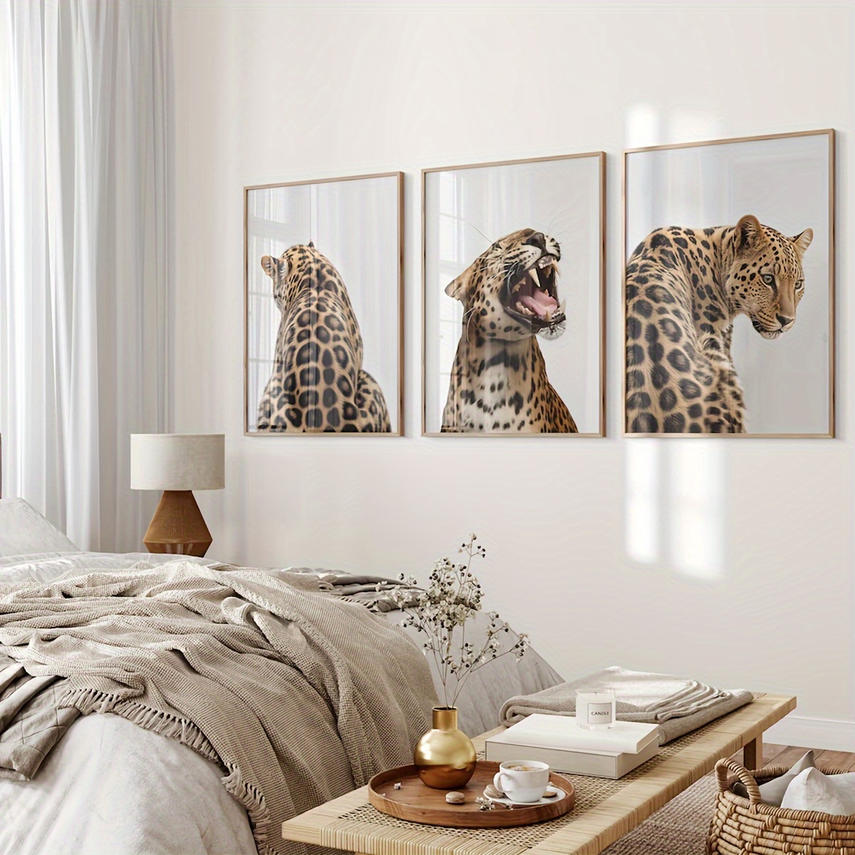 

3pcs Canvas Poster, , Leopard Prints, Ideal Gift For Bedroom Living Room , , Wall Decor, Winter Decor, Room Decoration