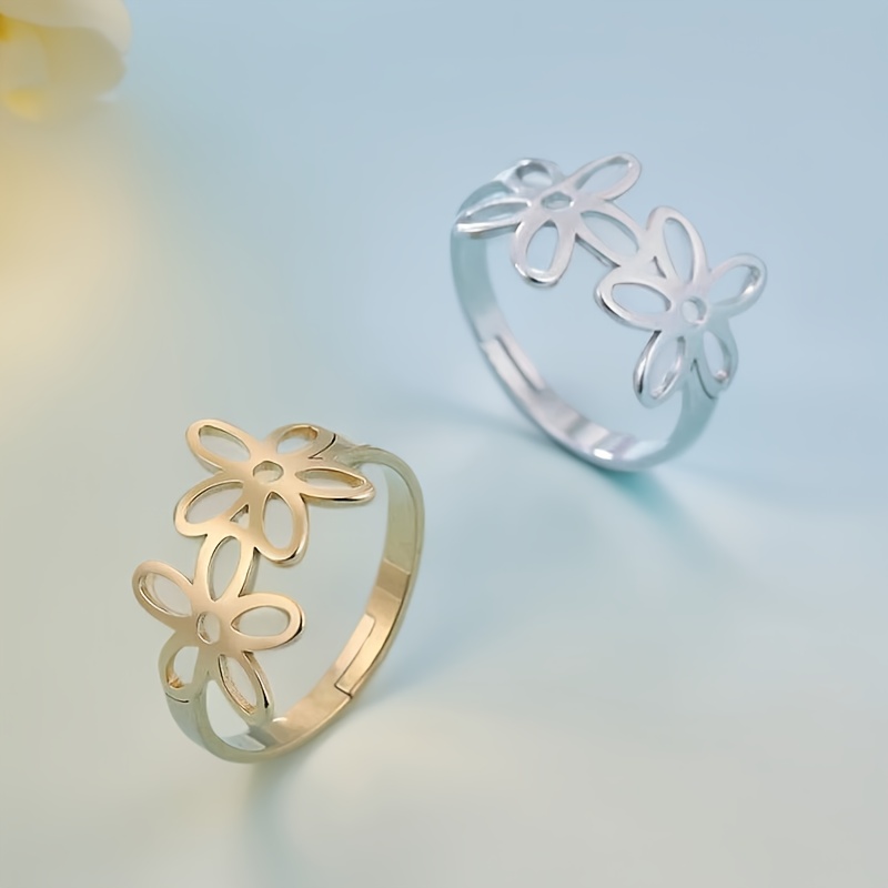 Vintage Butterfly Flower Adjustable Open Ring, Exquisite Gift