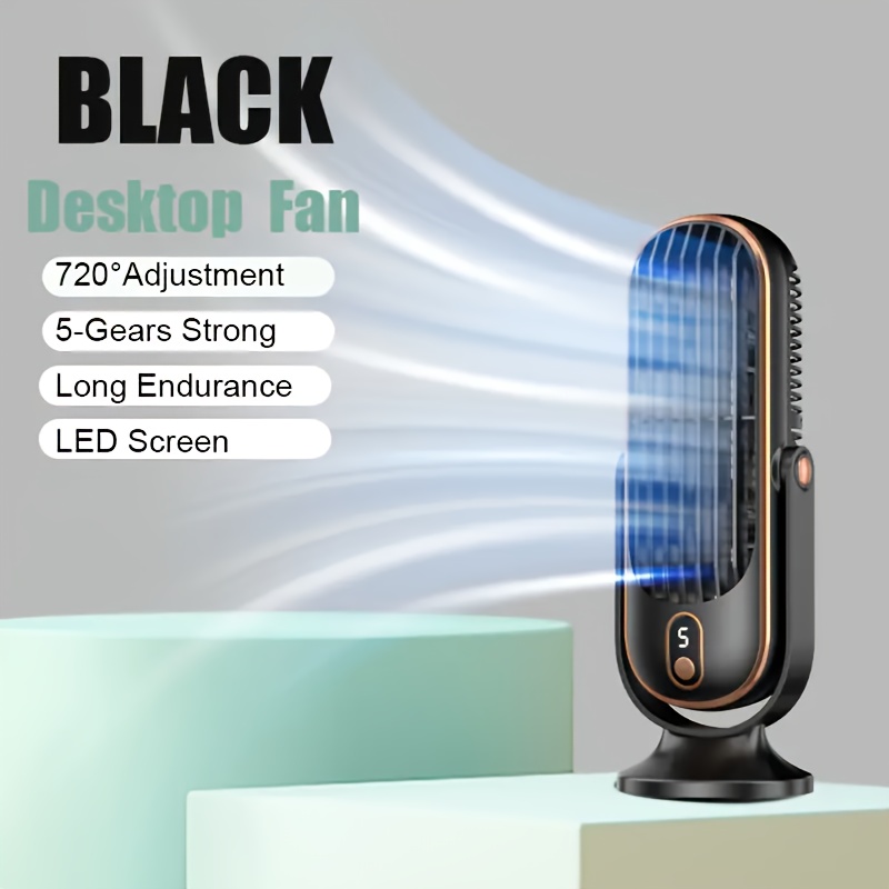 JKUOO Portable USB Fan with Large Battery - 5 Speeds, 720° Swivel, Quiet Cool Breeze, Indoor/Outdoor Use, Ideal for Home, Office, Travel, Camping, RV, Perfect Gift for Christmas and Valentine'S Day, Camping Essentials | Modern Table Fan | Durable Plastic Fan