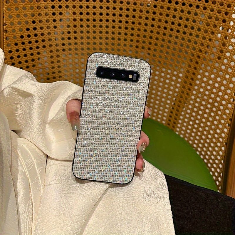 TEMU Phone Case - Luxury Sparkling Glitter Phone Case For Galaxy S10 4g 5g S10 Plus Shining Bling Lattice Back Cover