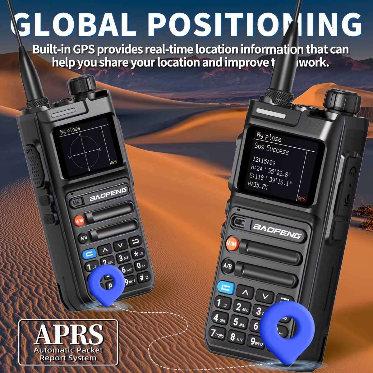  uv26 - 10w моќен аматерски преносник со gps/ реално проследување, снимање, дистанција преку смартфон апликација, двојна напајања (батерија/usb), компатибилен со проследување и gps картирање - за хам , надворешни услови, итн. комуникации, пренослив , лесен интерфејс, ергономски дизајн, високомоќен излез, за љубители Детали за производот 3