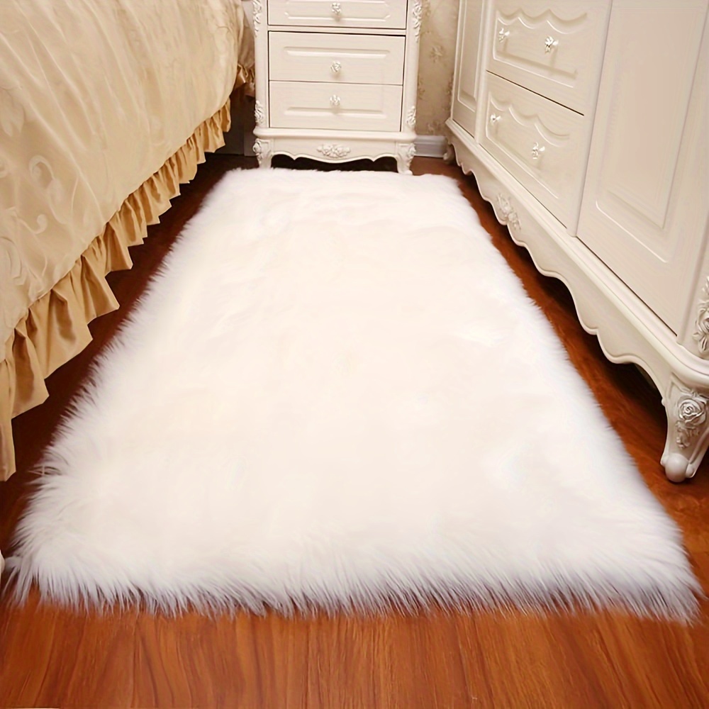 

1pc Fluffy Fur Area Rug, Polyester Mat, Bedside Carpet, , For , , Study, , , Christmas