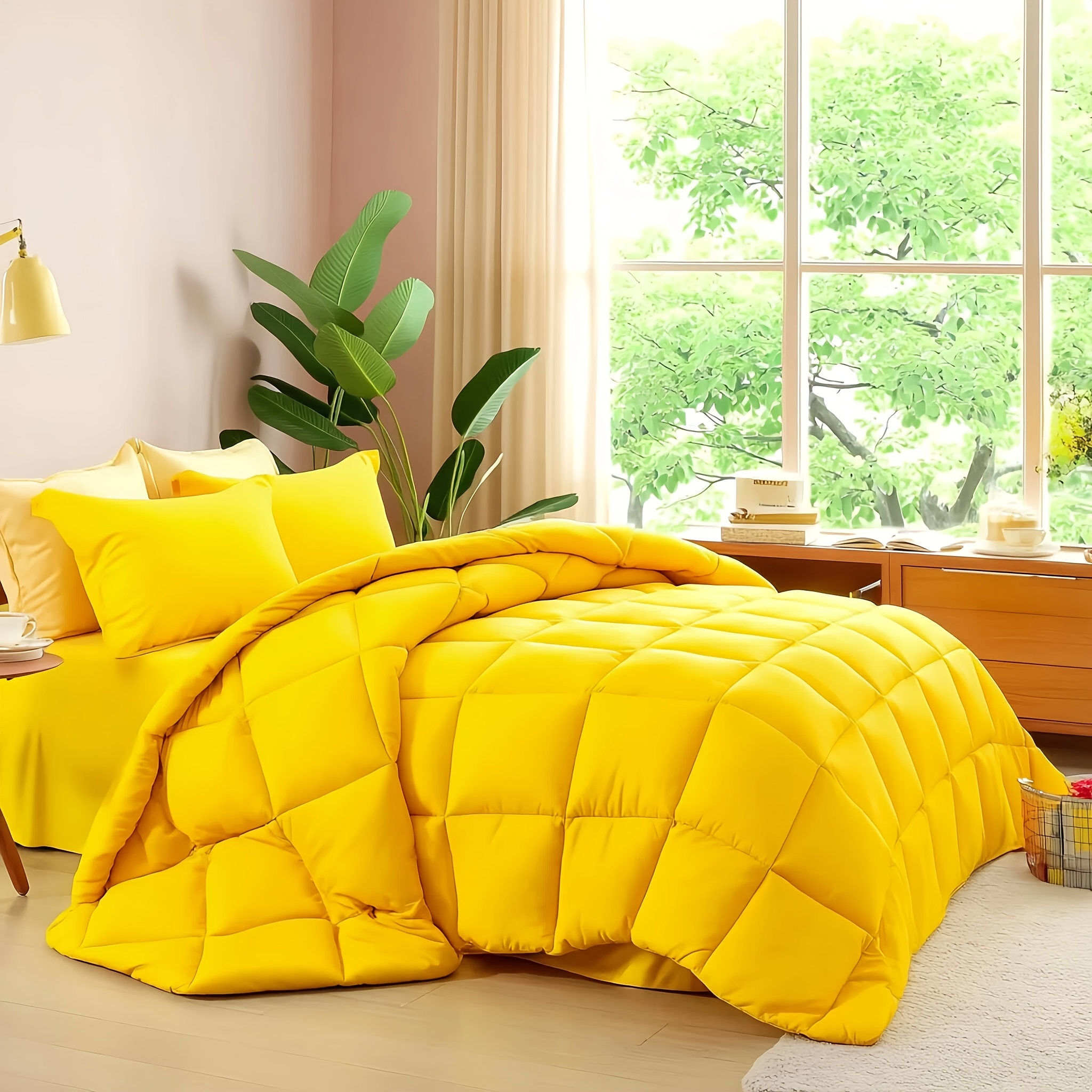 TEMU 7pcs Queen Size Cooling Comforter & Bed Sheets/pillowcases Suitable For Hot Sleepers, Double-sided Quilted Bedspread, Breathable Lightweight Ice