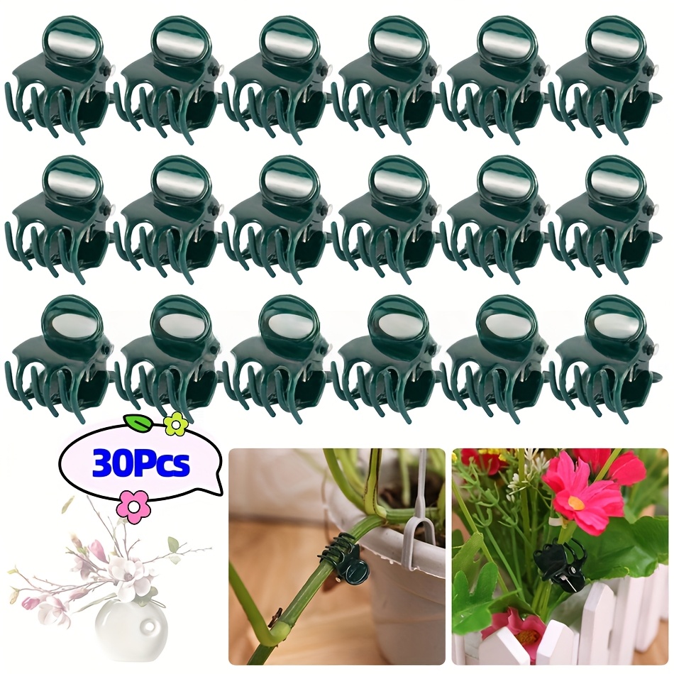 Image of 30pcs Garden Plant Clips, Vegetable Greenhouse Fixing Clips, Phalaenopsis Plastic Vine Ties, Plant Climbing Vine And Flower Fixators