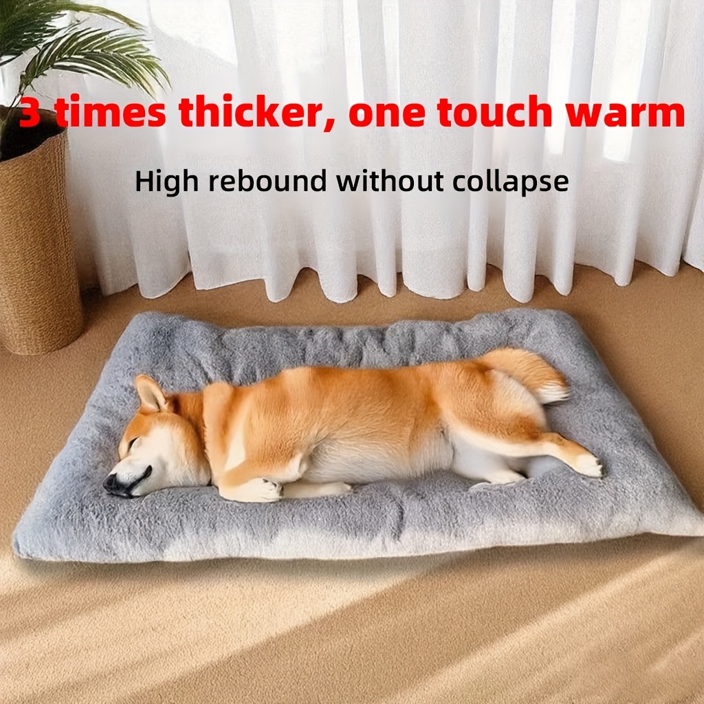 extra large thickened dog bed for medium large dogs washable polyester kennel mat with plush gray surface durable square design for indoor outdoor use     dog bed mat   furniture   accessory thickened material Product details 0