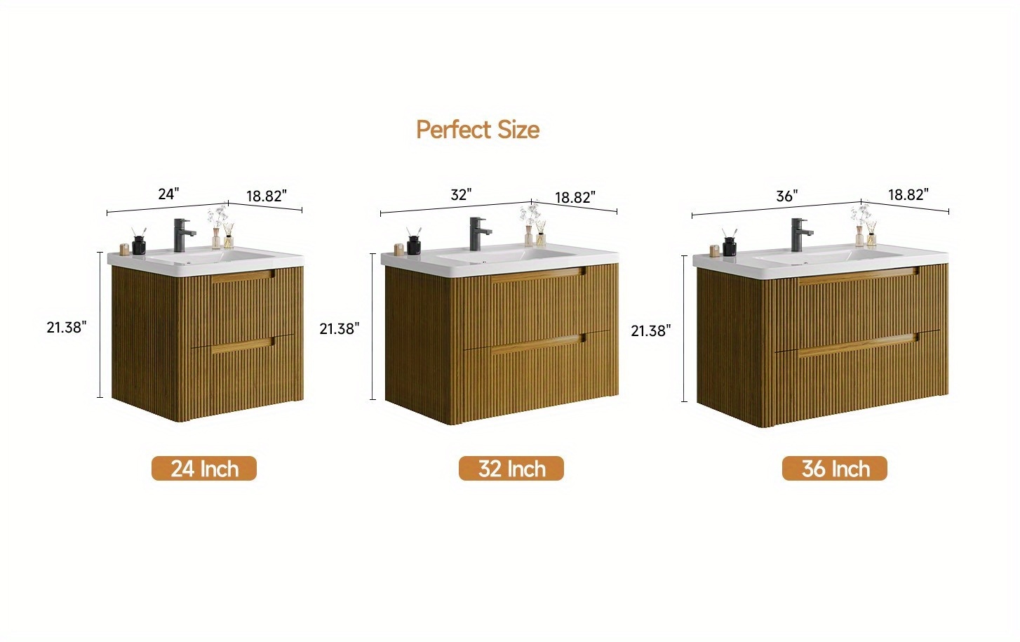 PAZCASA Curved Floating Bathroom Vanity - Modern Sink Combo with Soft-Close Drawers 18 PAZCASA Curved Floating Bathroom Vanity Texture
