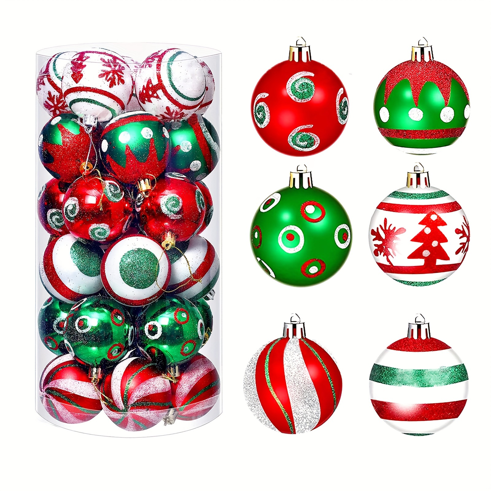 

30pcs Shatterproof Christmas Tree Ornaments Set - 6cm Red, & Strings For Decorations