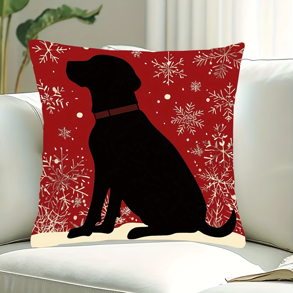 

1pc, 18x18inch Double- Christmas Pillowcase, , , Polyester, Zippered, , For Sofa, ,