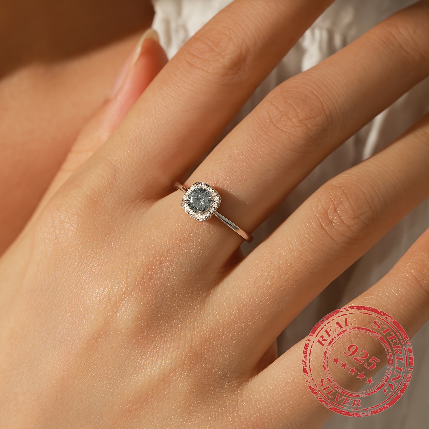 Women's 925 Sterling Silver Moissanite Square Ring — Wedding Gift