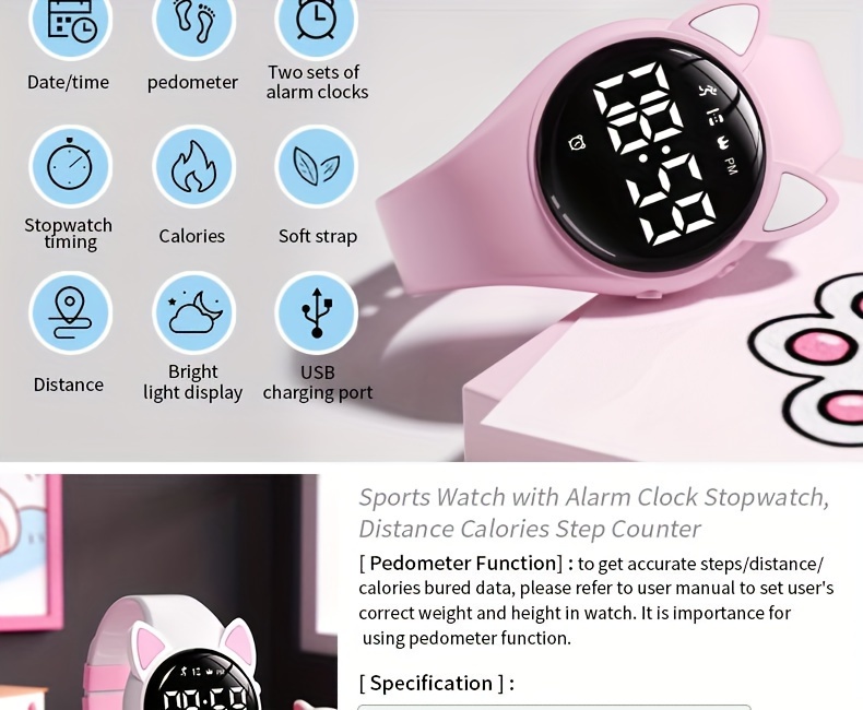 girls silent vibration alarm ear digital wrist - Temu Kuwait