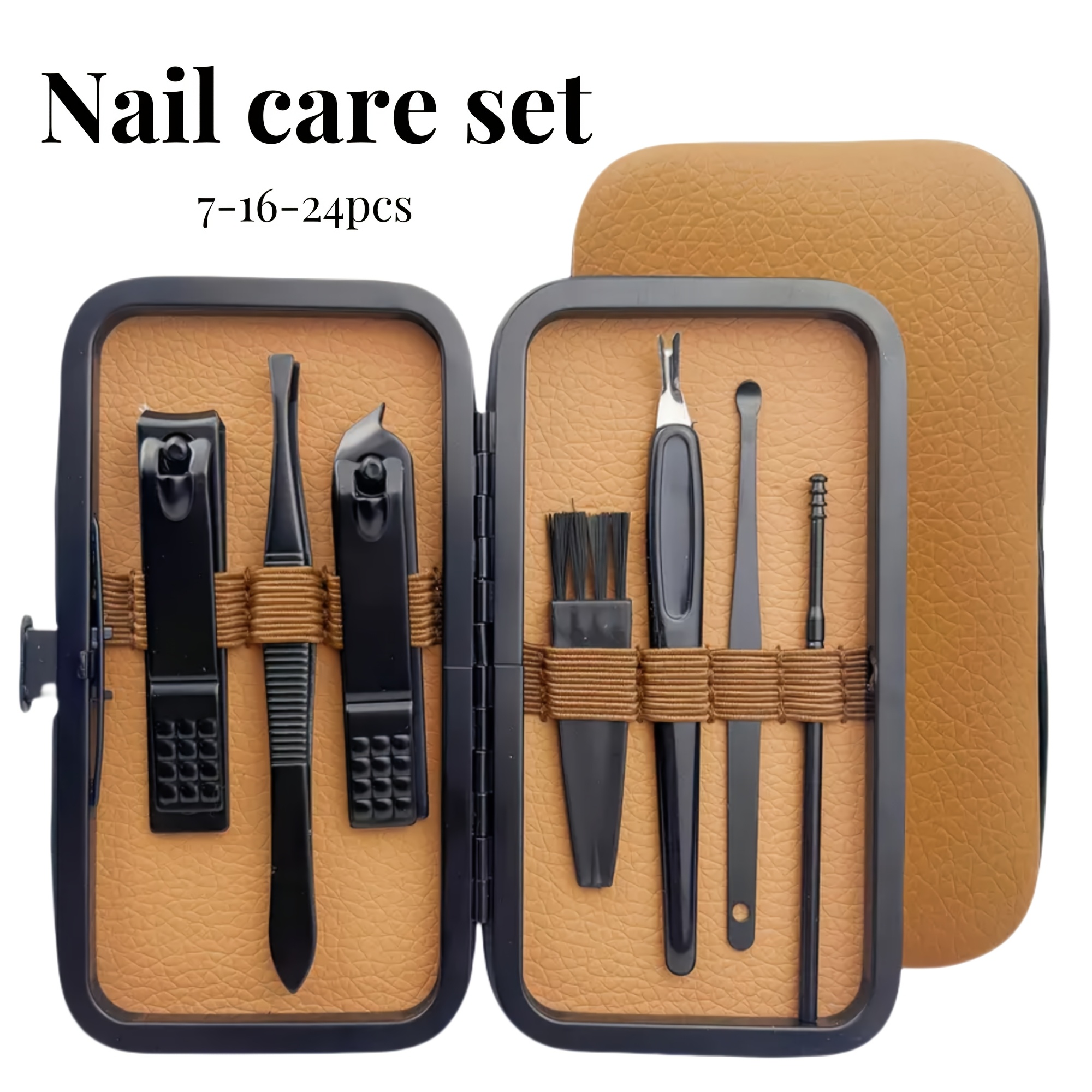 

Brown Manicure Care Set, Classic Nail Trimmer, Eyebrow Trimmer, Ear Shovel, Nail File, Nail Scissors, Stainless Steel Blade, , Free Gift Box.