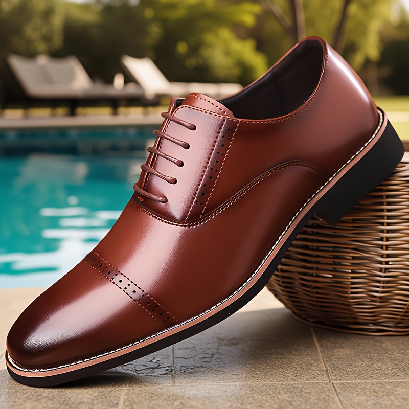 Zapatos de Vestir Brillantes con Punta para Hombre - Calzado Casual de Negocios para Todas las Estaciones - Adecuados para la Oficina y Atuendos Navideños