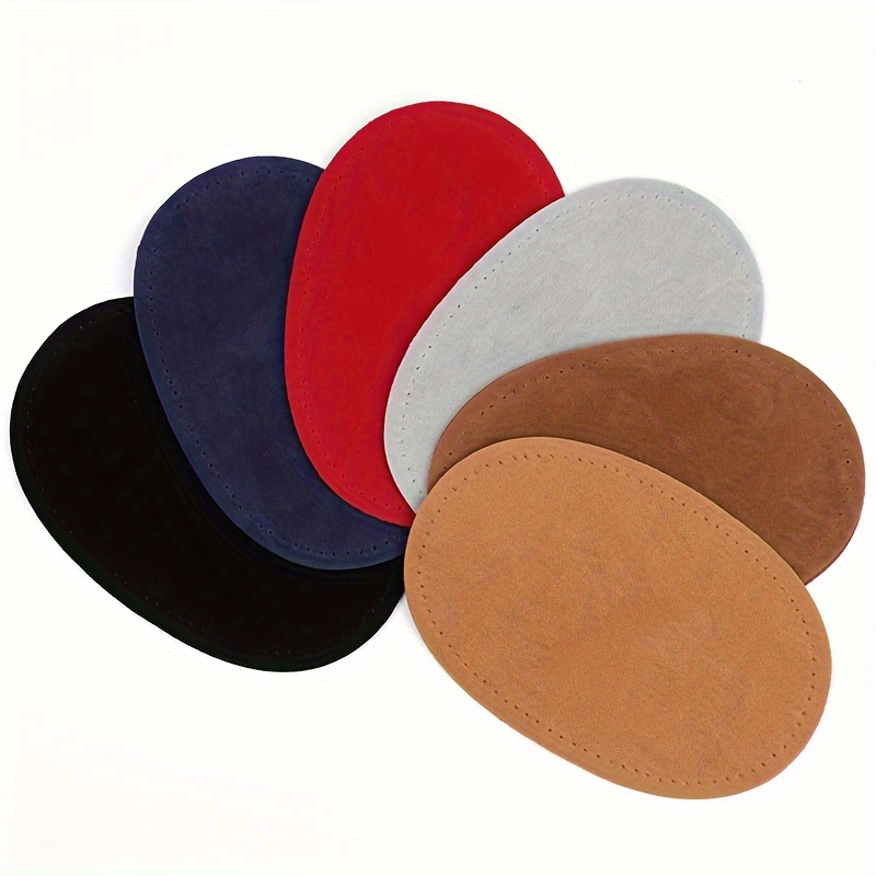 

1 Pair Diy Leather Repair Patches - Oval Velvet-touch Fabric For Clothing Fixes, Knee & Elbow Protectors In Assorted Colors (light Brown, Dark Brown, Gray, White, Red, Blue, Black)