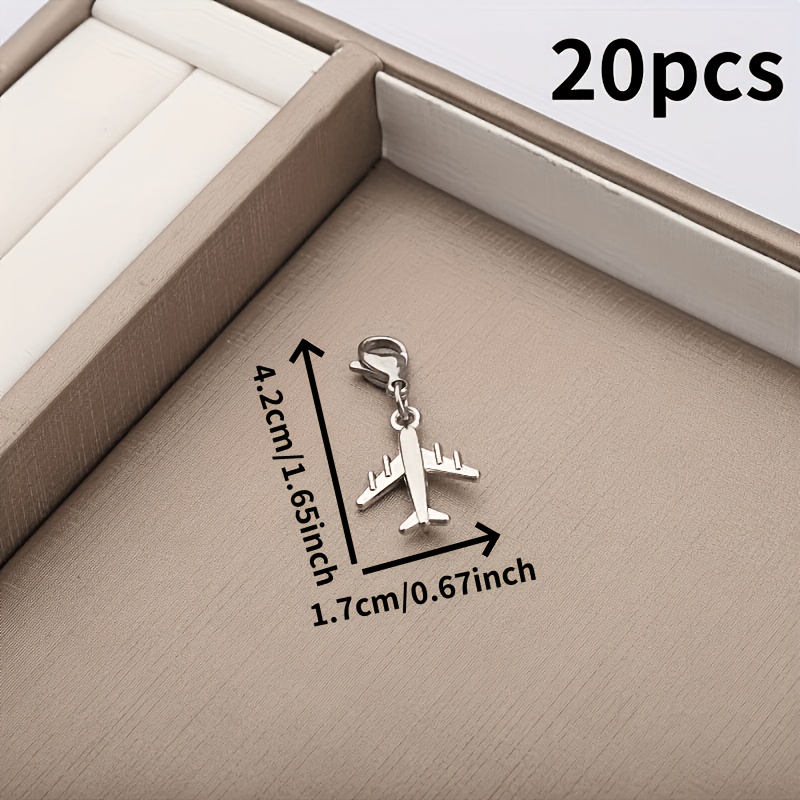 TEMU 20pcs Durable Alloy Airplane-shaped Keychains With Lobster Clasps – Featuring A Smooth, Shiny Silvery Finish, Are An For Travelers. Compatible