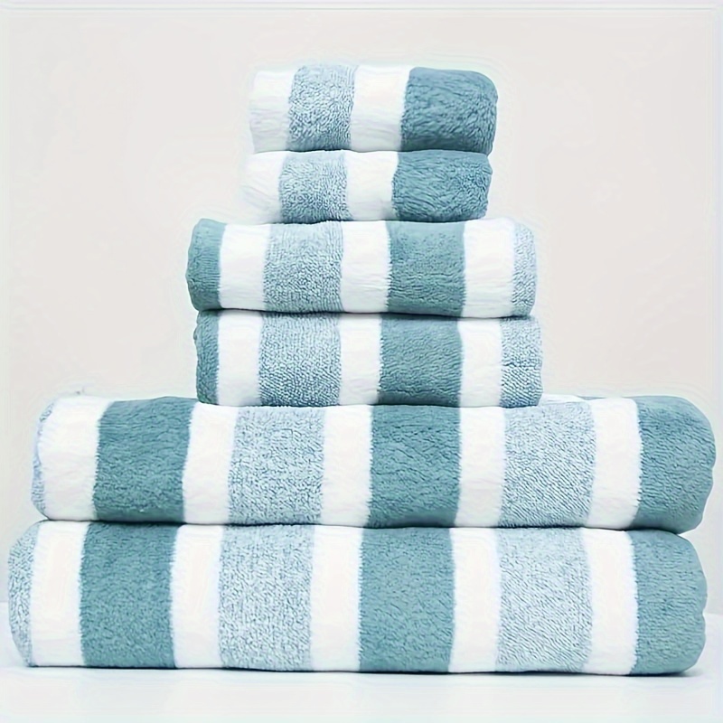 

8pcs Striped Towels Set, Quick Dry Absorbent Bathroom Towels, 2 Bath Towels 2 Hand Towels 4 Washcloth, Towels For Home, Bathroom, Hotel, And Spa Salon, Bathroom Supplies