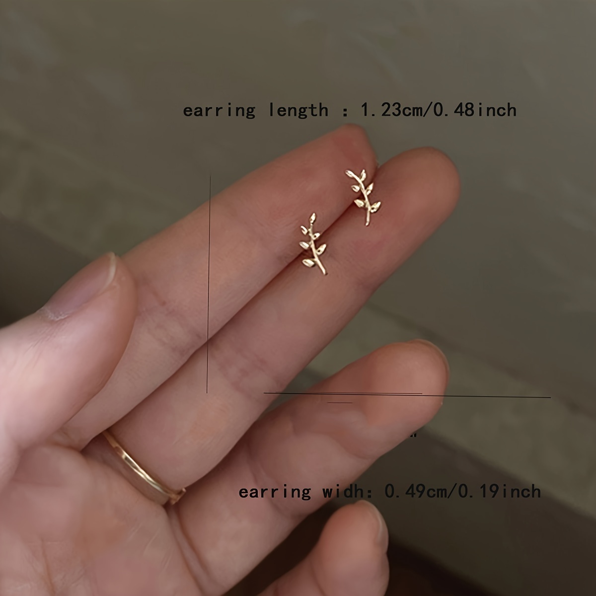 Sterling Silver Leaf Branch Stud Earrings, 925 Silver Plated