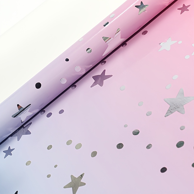 TEMU Rouleau de à paillettes argentées dégradé rose et violet, papier épais et brillant plaqué en cuivre d'aluminium, idéal pour les fêtes