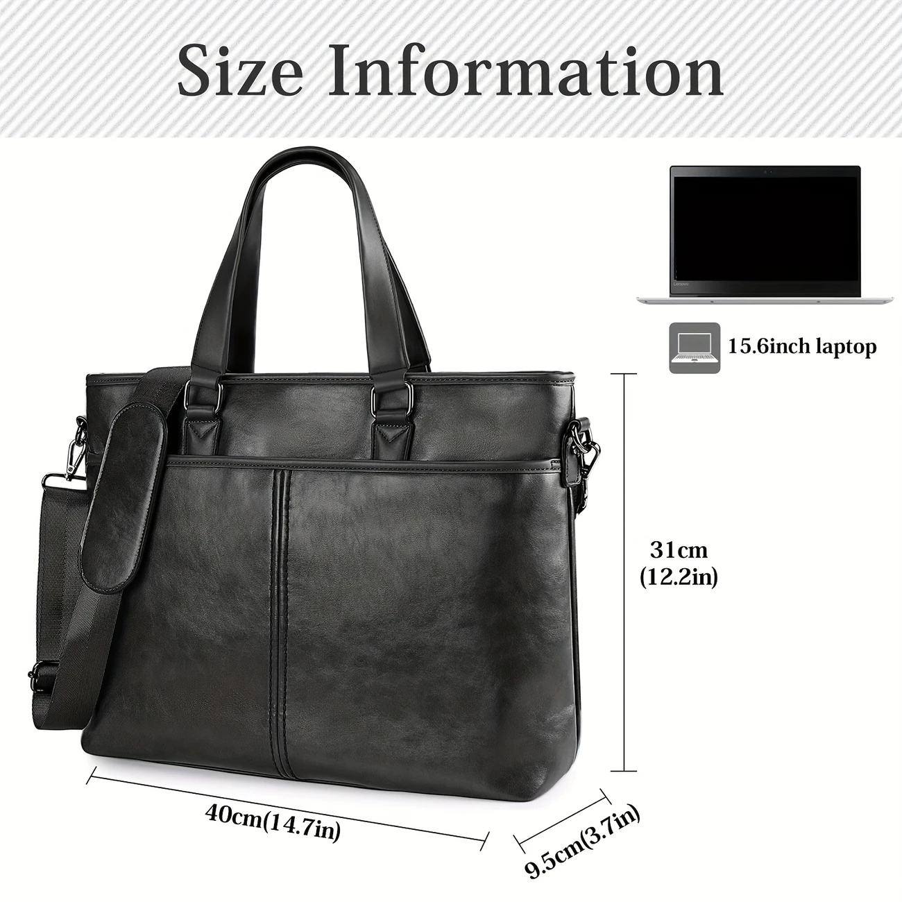 15 6 laptop bag black durable shoulder crossbody bag with adjustable strap ideal for mens office casual use office accessory sleek shoulder bag adjustable strap bag details 0